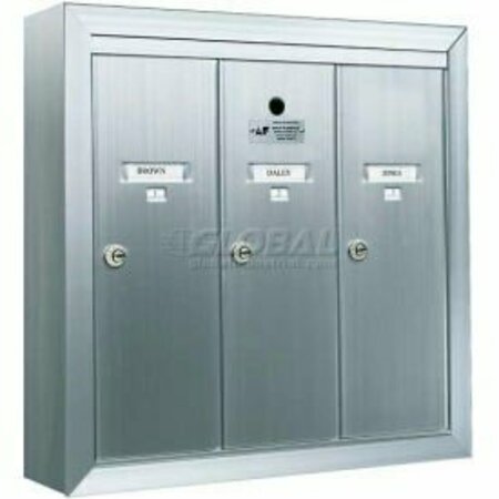 FLORENCE MFG CO Surface Mount Vertical 1250 Series, 3 Door Mailbox, Anodized Aluminum 12503SMSHA